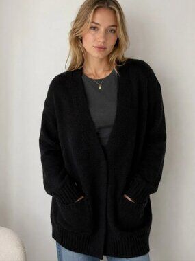Oak + Fort Oversized Black Chunky Sweater Size XS